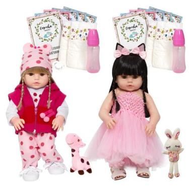 Imagem de Kit 2 Boneca Reborn Real Girafinha Coelhinha Envio Imediato - Cegonha 