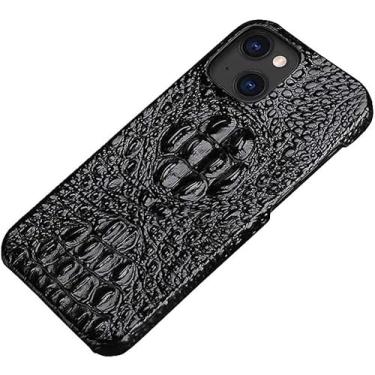 Imagem de ZEDEVB Capa de telefone traseira com padrão de crânio de crocodilo, para Apple iPhone 14 Plus 2022 Capa de couro respirável à prova de choque [Proteção de tela e câmera] (Cor: Preto)