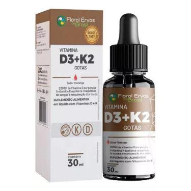 Imagem de Vitamina D3 K2 30ML 1 frasco gotas D3 2000ui - Floral Ervas Do Brasil