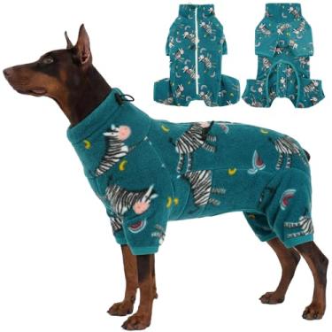 Imagem de ROZKITCH Roupas de cachorro para cães grandes, pulôver de lã macia, à prova de vento, quente, frio, colete com zíper refletivo, macacão, roupas para cães grandes, zebra, 2GG