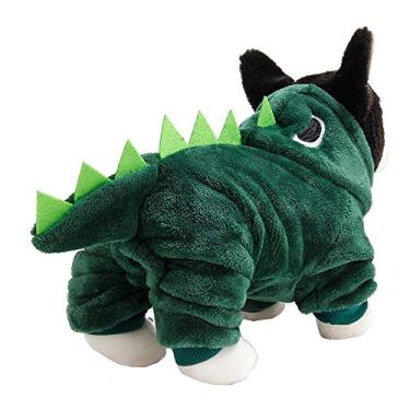 Imagem de Zerodis Velo, Roupas Macias para Animais de Estimação para Cães e Gatos Pequenos, Moletom Com Capuz de Dinossauro Fofo Com Design de Fivela, Roupa de Jaqueta de Cachorro Quente de (M)