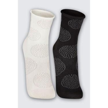 Imagem de Kit/2 Meia Cano Médio Lupo 04421-088 Feminina Sem Punho Estampada Algo