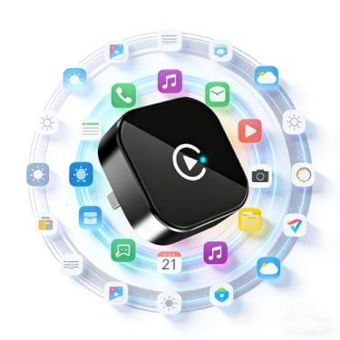 Imagem de Adaptador CarPlay sem fio para carros, 2 em 1 CarPlay e Android Auto Dongle, adaptador Mini Plug-and-Play, com conversor USB-C, para veículos CarPlay