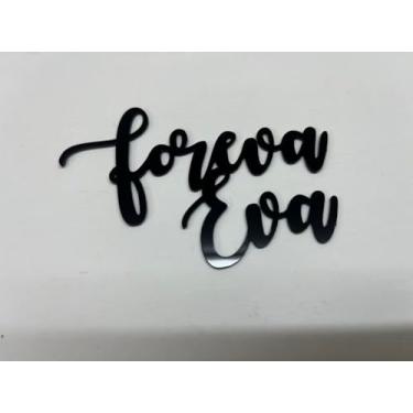Imagem de 1 peça de topo de bolo de casamento Forever Ever, design de texto decorativo de acrílico preto para casamento, chá de panela, recém-noivado, aniversário, bolos de despedida de solteira e celebrações