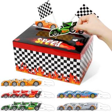 Imagem de Lonfliness Valentine's Day Mailbox for Kids with 40 Valentines Race Car Cards DIY Valentine's Day Racing Car Card Box Mini Racing Mailbox Valentine Party Favor Set for Gifts School Classroom Exchange