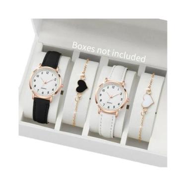 Imagem de Conjunto De Relógios De Quartzo Femininos 4/6PCS Com Mostrador Árabe, 