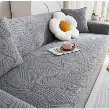 Imagem de Capa de sofá 1, 2, 3, 4 e 5 lugares, protetor móveis veludo grosso luxo, capa cor sólida, elástica para cadeira reclinável(Gray,4-seat 235-300cm)