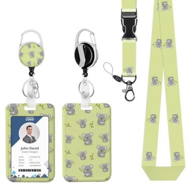 Imagem de Porta-crachá de identificação com cordão de carretel retrátil coala para crachás de identificação, clipes engraçados de enfermeira, professor, escritório, presente de estudante