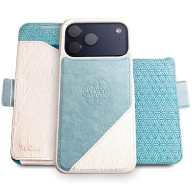 Imagem de Dreem for iPhone 17 Pro Max Case Wallet, Revolutionary Phone Stand, Vegan Leather, MagSafe-Fit, Magnetic Detachable Flip Cover, RFID Blocking Card Holder, Gift-Box [Fibonacci:Light Blue/White]