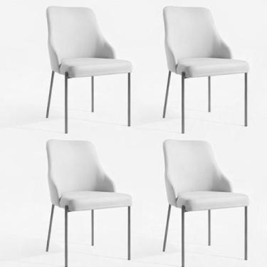 Imagem de Kit 04 Cadeiras jantar Aurora Pés Metal Preto Assento Espuma - Straso,