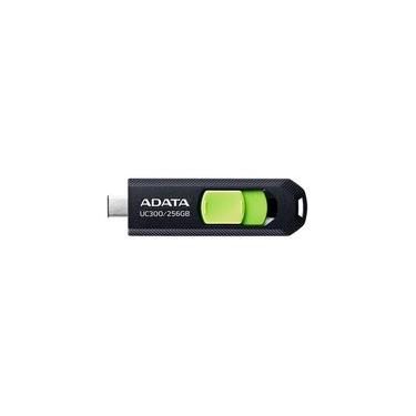 Imagem de Pen Drive 256GB ADATA UC300, USB 3.2, OTG, Dual Conector, Retrátil, Preto e Verde - ACHO-UC300-256G-RBK/GN