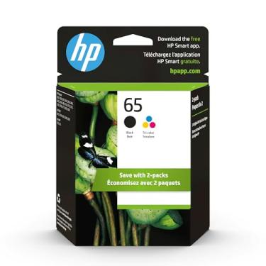 Imagem de HP 65 impressoras de cartuchos de tinta preto/tricolor (pacote com 2) | Funciona com série de impressoras: AMP 100, DeskJet 2600, 3700, Envy 5000 | Elegível para tinta instantânea | T0A36AN, pacote
