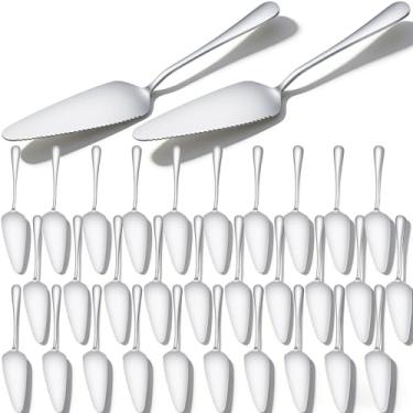 Imagem de 30 unidades de servidor de torta, espátula de aço inoxidável, cortador de massa de bolo, utensílio profissional de servidor de torta para corte de queijo de sobremesa de pizza, 22 cm, prata