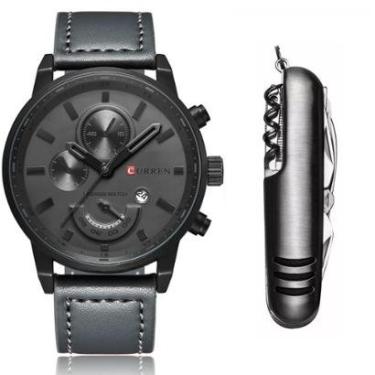 Imagem de Relógio Masculino Original Curren Pulseira Couro + Acessório-Unissex