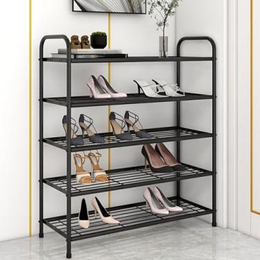 Imagem de SGeneE Rack organizador de sapatos de aço carbono com 5 níveis de entrada, prateleira de armazenamento de sapatos resistente à ferrugem para quarto, corredor, interior e exterior, economia de espaço