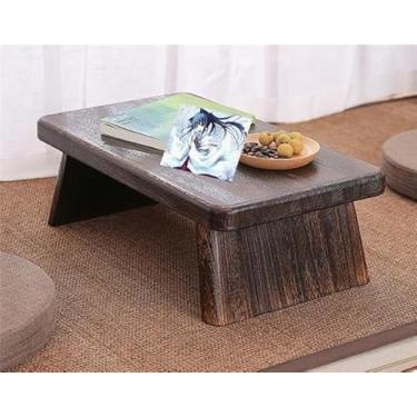 Imagem de Mesa lateral mesa de canto mesa ferroviária piso quatro longos de madeira quarto de hóspedes centro laptop mesa de madeira mesa de laptop mesa de chá mesa de café (tamanho: pequeno) (uma cor média)