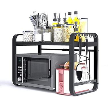 Imagem de U5GAAALPPQ9 Prateleira de cozinha de armazenamento sob a prateleira, multifunções, cozinha, micro-ondas, forno, rack de metal, multicamadas, ajustável, montagem no chão, montagem em aço inoxidável