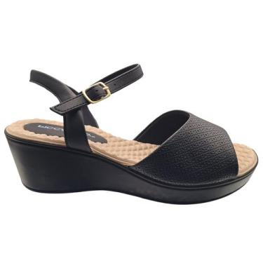 Imagem de Sandália Anabela Piccadilly Leve Conforto Salto Médio Estilo, Preto, 3