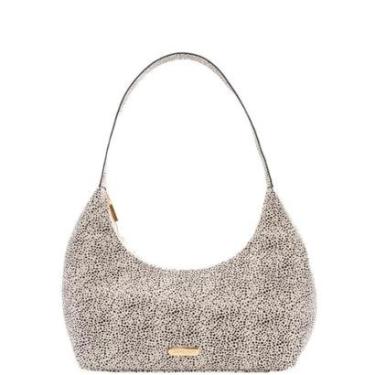 Imagem de Bolsa de Ombro Feminina Leopoldine Poá Off-White em Couro Legítimo com Fecho em Zíper-Feminino