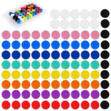 Imagem de Ímãs de geladeira 100 peças, ímãs de geladeira de 10 cores, pequenos ímãs redondos decorativos magnéticos para quadro branco, cozinha, escritório, sala de aula, escola
