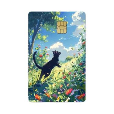 Imagem de Adesivo De Filme PVC De Gato Preto Para Cartão De Débito E Crédito Com