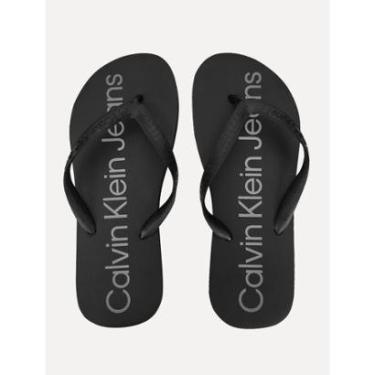 Imagem de Chinelo Calvin Klein Jeans Silk Grey Logo Básico Preto-Masculino