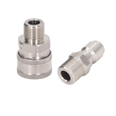 Imagem de aqxreight Acessórios de Conexão Rápida para Lavadora de Alta Pressão 5000PSI - Adaptador de Latão para Mangueira, Bomba e Spray - Rosca M18x1,5mm - Design de Trava Segura - para Longevidade (Plugue