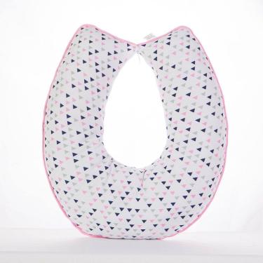 Imagem de Almofada Amamentação Luxo Para Bebê Menina Triangulo Rosa