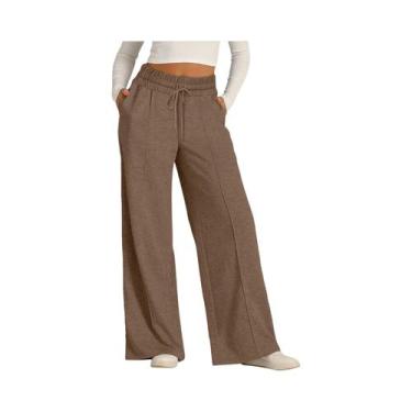 Imagem de Calças De Moletom De Cintura Alta Para Mulheres, Estilo Streetwear, La
