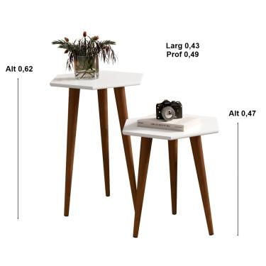 Imagem de Jogo 2 mesas Pés Palito Tampo Sextavado Cores - Comprar Moveis em Casa