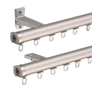 Imagem de Conjunto de trilhos de cortina resistente - varão de cortina de alumínio deslizante silencioso, suporte de teto/parede para divisória de sala, sala de estar, quarto, chuveiro (damasco, 400 cm - 4 x