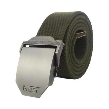 Imagem de Cinto De Lona Preto Para Homens Com Fivela De Metal De Luxo, Cinto Tát