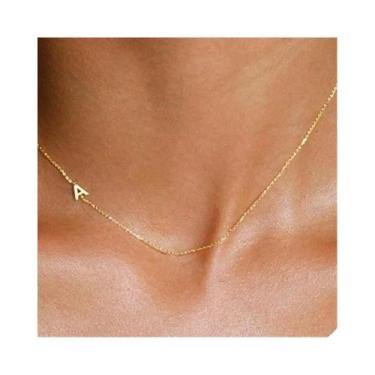 Imagem de Colar Feminino Minimalista Com Pingente De Letra Inicial Em Aço Inoxid