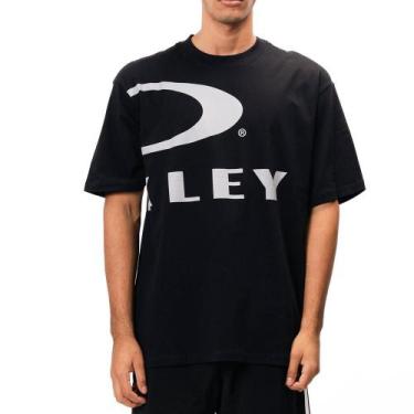 Imagem de Camiseta Oakley Crop Logo SS WT25 Masculina Blackout, G, Preto