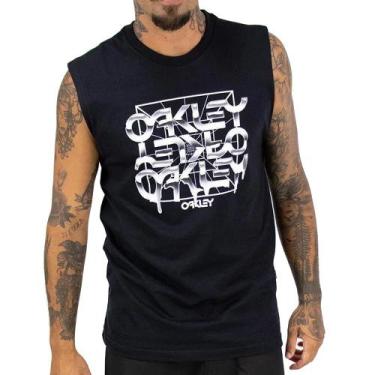 Imagem de Regata Oakley B1B Melted Metal SM26 Masculina Blackout, GG, Preto