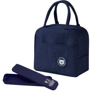 Imagem de Bolsa Térmica Lancheira Necessaire Lanches Bebidas + Porta Talheres Po