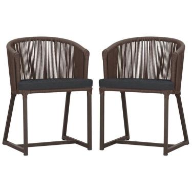 Imagem de 2 Cadeiras De Jantar Noronha Marrom Corda Náutica E11 Trama Marrom