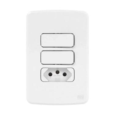 Imagem de Conjunto Interruptores Paralelos+ Tomada 10a Placa 4x2 Branco Compose Weg Bivolt - Branco