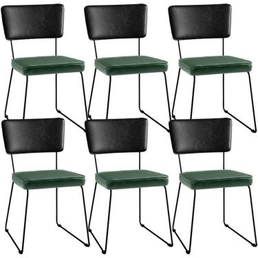 Imagem de Kit 06 Cadeiras L02 Couríssimo Preto Facto Verde Musgo