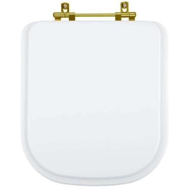 Imagem de Tampa De Vaso Laqueado Axis Branco Para Bacia Deca Com Ferragem Dourada