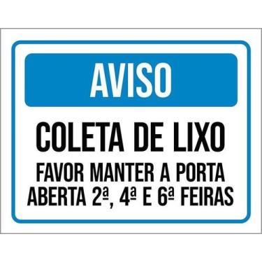 Imagem de Kit 5 Placa Acm Coleta Lixo Manter Porta Aberta Feiras 18X23 - Sinaliz