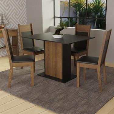 Imagem de Conjunto Mesa Tampo de Madeira com 4 Cadeiras Rustic e Preto