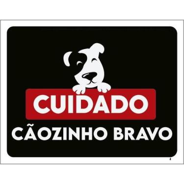 Imagem de Kit 10 Placa Acm Cuidado Cãozinho Bravo Sorriso 18X23 - Sinalizo