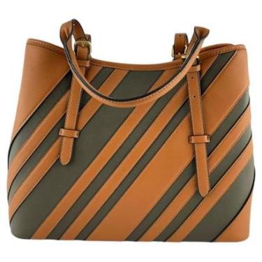 Imagem de Bolsa Focus Listrada Feminina Grande Casual Com Alças-Feminino