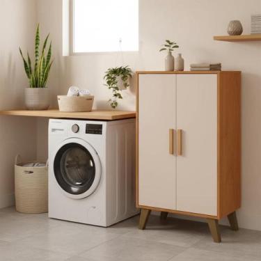 Imagem de Armário Multiuso Guarda Roupas 2 portas Lavanderia Mobe Cor Nature/Off