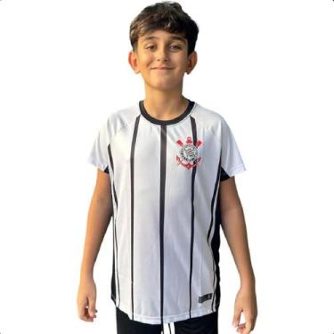 Imagem de Camiseta Corinthians Raglan Infantil Licenciada Coimbra, 8, Branco