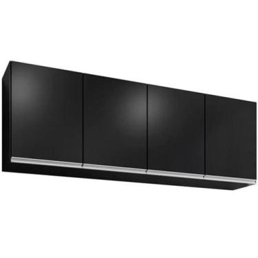 Imagem de Armário Aéreo de Geladeira 4 Portas 160 cm Toledo Preto - Maderatto, P