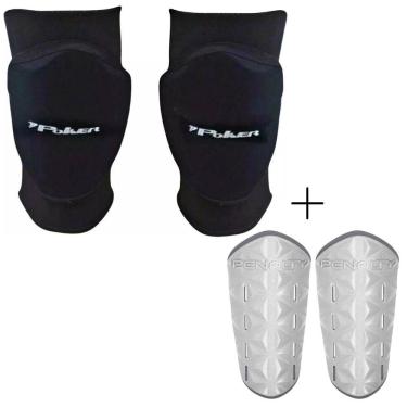 Imagem de Kit 01 Caneleira Penalty Matis Juvenil+01 Joelheira Poker Pro Indoor Júnior