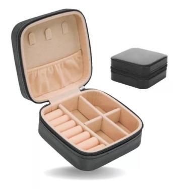 Imagem de Porta Jóias Portátil Viagem Estojo Pequeno Colar Brinco Moeda Relógio 