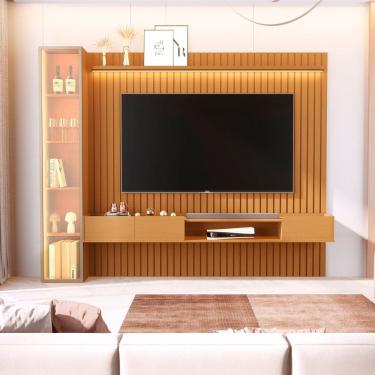 Imagem de Painel para Tv 84 Polegadas 100% Mdf com Led Vitoria Regia Marrom